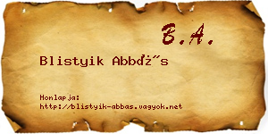 Blistyik Abbás névjegykártya